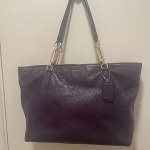 Vintage Coach Madison Deep Plum pebble Leather Tote with Gold Hardware